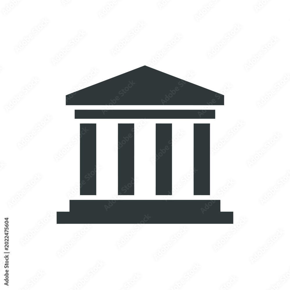 Fototapeta premium Minimalist bank building icon vector illustration for financial and government architecture