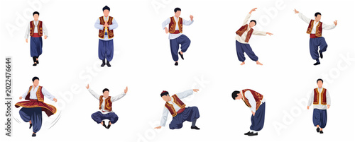 Photos Collection of Turkish Folk Dancer Character in Various Traditional Poses and Cos