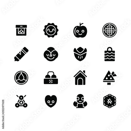 Foto Black icons on white background.