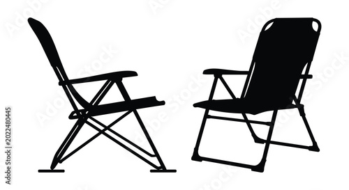 Bild auf Leinwand Folding chair silhouettes against a white background silhouette