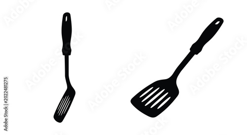 Photos Two black spatula silhouettes against a white background silhouette