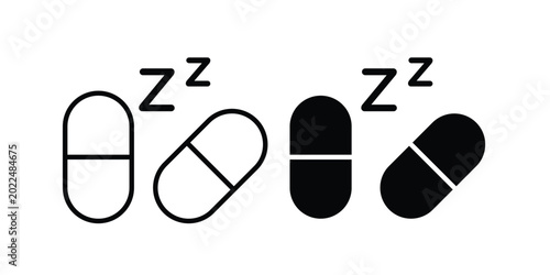 Obraz na płótnie Sleeping pills icon solid Design. Line icons for web