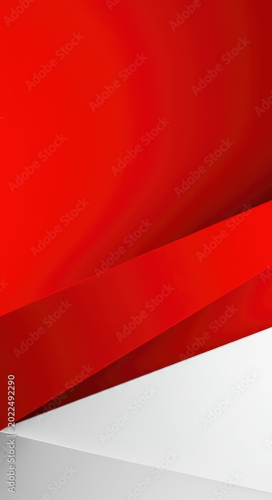 Obraz premium A powerful abstract background featuring smooth red and stark white fields meeting sharply along a central diagonal line ,blank ,intensity ,graphic