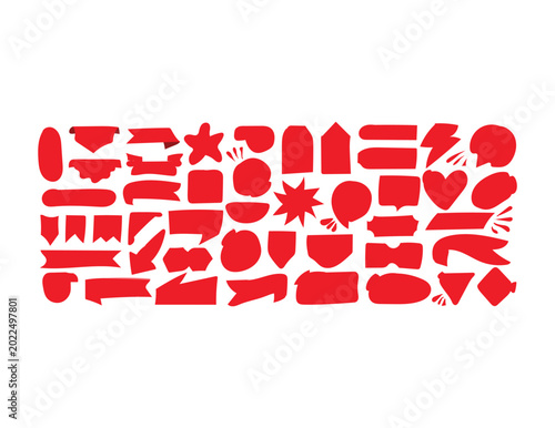 Red icons set, flat symbols collection, 40 shapes, graphic elements