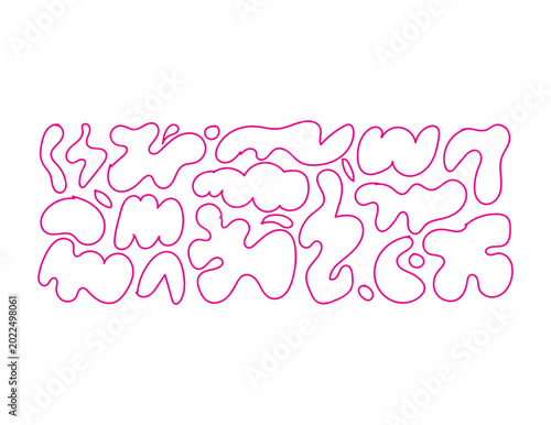 Pink abstract shapes, wavy lines, graphic elements, vector graphics