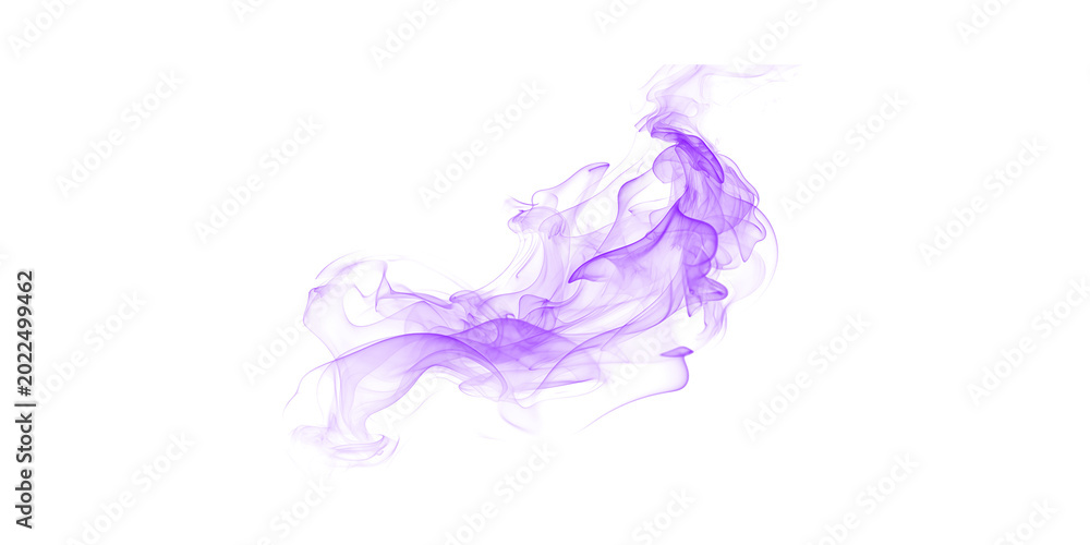 Fototapeta premium Purple smoke abstract vapor wisp on black background ethereal magic mist flow wave gas effect mysterious violet elements