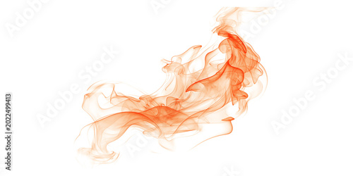 Orange smoke trails swirl across a black background in this dynamic abstract fire flame digital energy movement art form