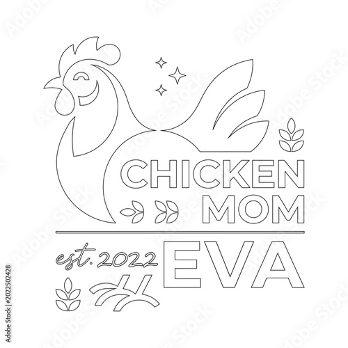 Chicken Mom Minimalist Line Art Logo Design.
