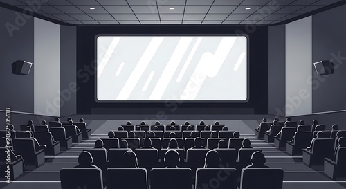 Interior View of an Empty Modern Movie Theater Cinema