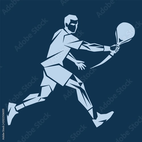 Canvastavla Male padel player executing aggressive backhand shot