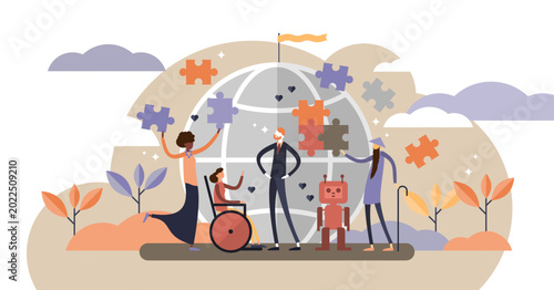Diversity flat illustration, transparent background. Symbolic race and sex unity on earth. Multiculturalism and cultural difference solidarity and friendship.
