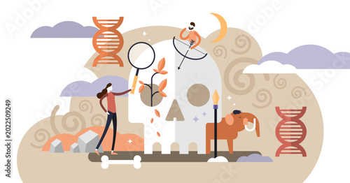 Foto Anthropology illustration, transparent background