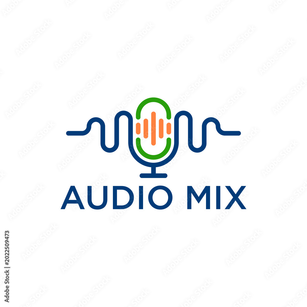 Fototapeta premium microphone and sound waves