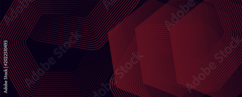 Obraz na płótnie Abstract dark red background with glowing geometric lines