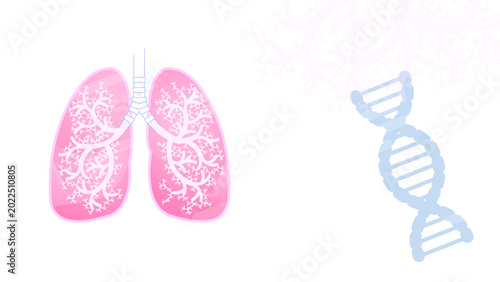 Tableau sur toile Medical abstract background with lungs and bronchial tree, blue color, light shapes, transparent background