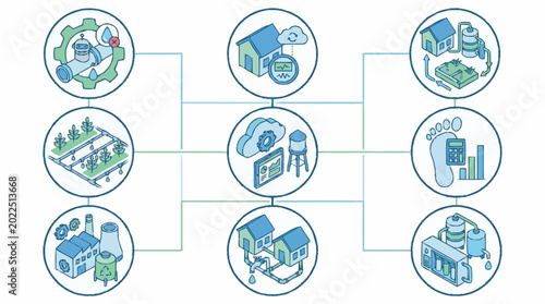 Foto Smart Grid Technology Concept Illustrating Energy Distribution and Consumption with Eco-Friendly Solutions