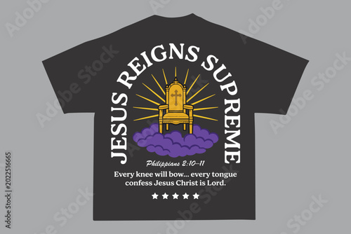 Konstfotografi Jesus Reigns Supreme Christian Bible Verse Urban Streetwear T Shirt Design