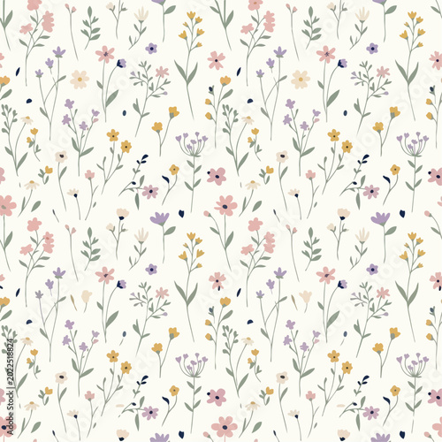 Hand_Drawn_Dainty_Wildflower_Meadow_Botanical_Minimalist_Seamless_Pattern
