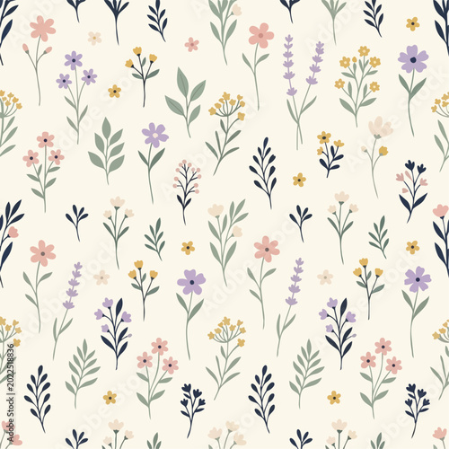 Minimalist_Hand_Drawn_Wildflower_Meadow_Lavender_Botanical_Seamless_Pattern