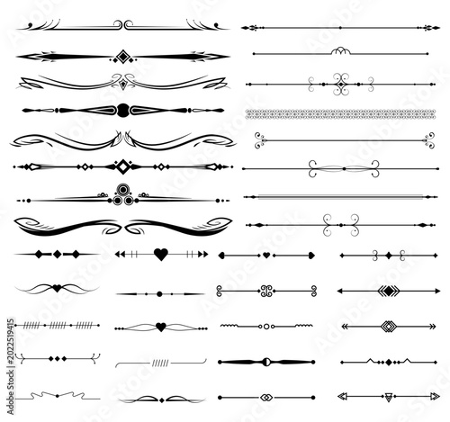 Decorative divider collection. Divider line set ornamental border decorative vector