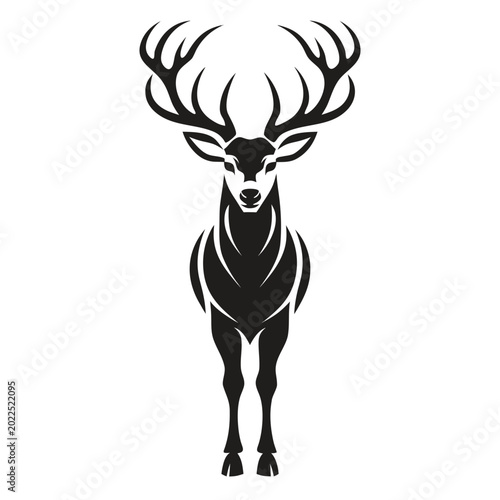 Majestic Full Body Deer Black and White Logo