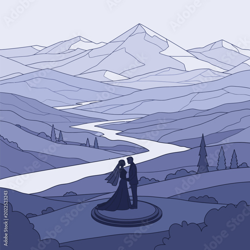 Photos Loving couple standing on platform together.