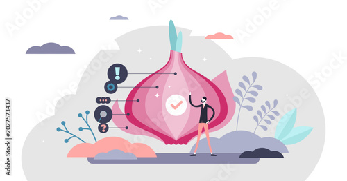Schilderij op canvas Peeling onion illustration, transparent background