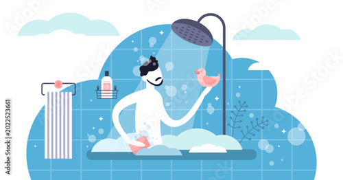 Slika na platnu Daily life showering illustration, transparent background