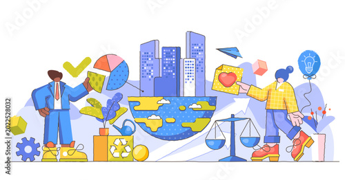 Foto Corporate responsibility creative concept illustration, transparent background