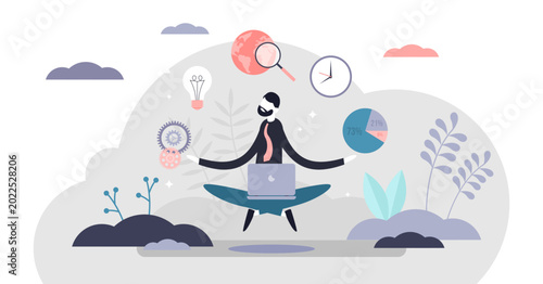 Tableau sur toile Business internet guru concept, flat tiny person illustration, transparent background