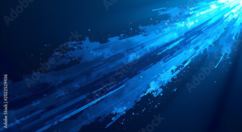 Vibrant blue light streaks across dark space with radiant beam