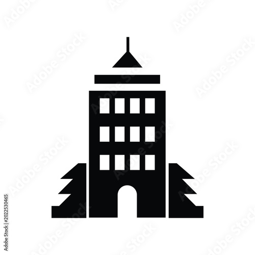 Vector silhouette illustration of the Tower of London landmark featuring historic European castle architecture and iconic city monument design for travel and tourism