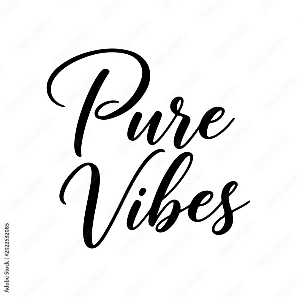 Obraz premium Pure Vibes smooth brush script with stylish flowing curves Vector illustration