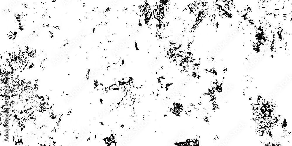 Fototapeta premium Distress urban overlay spotted concrete grain surface grainy noise rust wall grunge black splatter and white background. damaged chalk crack rough ink wall texture.