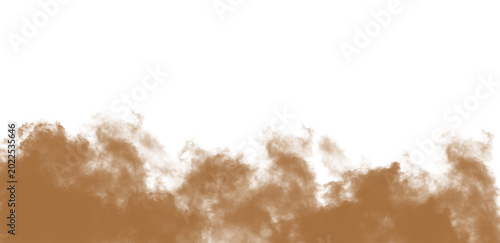 Abstract Brown Dust Smoke Cloud Effect isolated on White Background