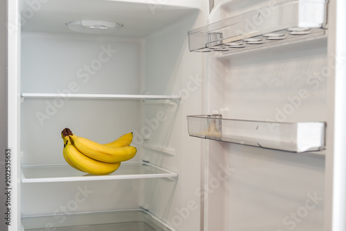 bananas in an empty clean refrigerator