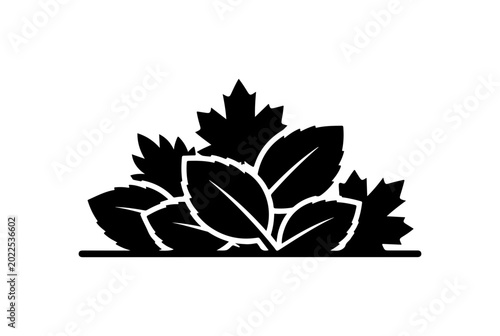 Bold Black Autumn Leaves Silhouette Vector Graphic