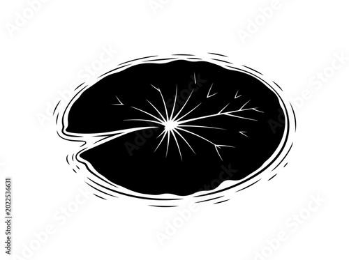 Black and White Water Lily Leaf Silhouette Vector Art