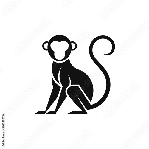 Minimal Full Body Monkey Vector Emblem