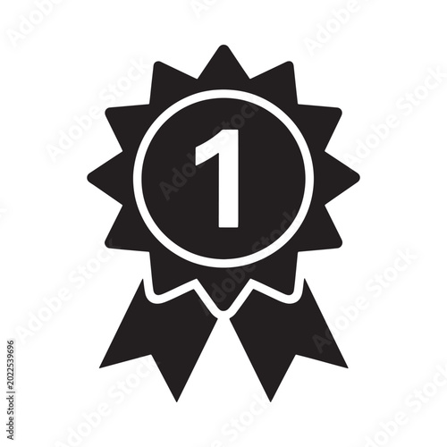 number one award badge black silhouette on white background