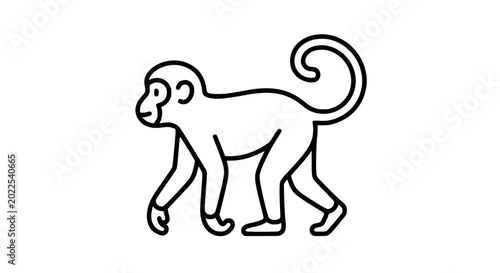 Photography Minimal Full Body Monkey Vector Emblem outline