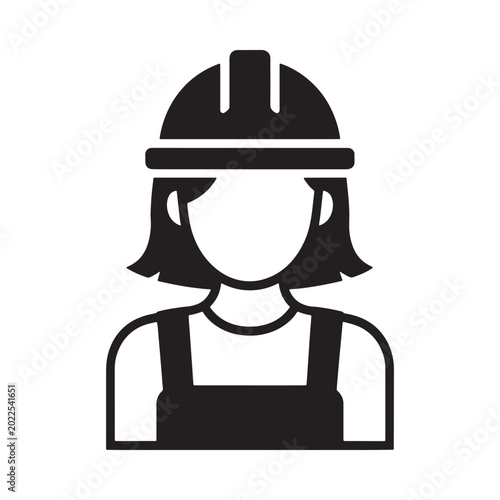 construction worker icon female silhouette with hard hat