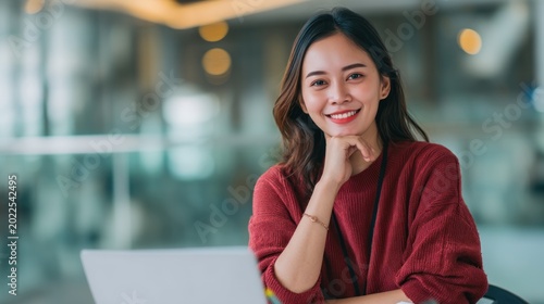 Woman working on laptop