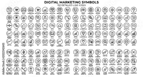 Digital marketing vector icon set with website and advertising concepts