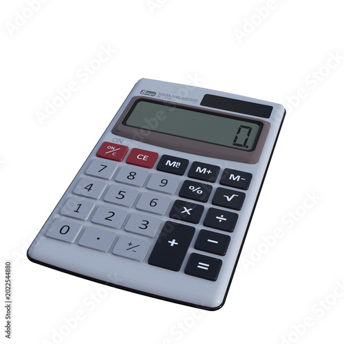 Basic Desktop Calculator with Gray Keys and LCD Display on White Background
