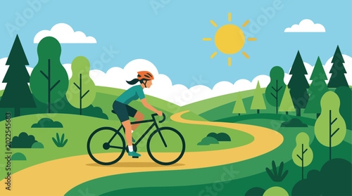 фотографія A person enjoys a refreshing and invigorating bicycle ride through a picturesque