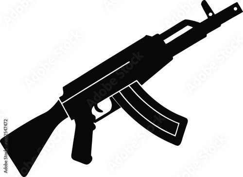 Cuadro en lienzo Silhouette design of AK 12 modernized Russian weapon