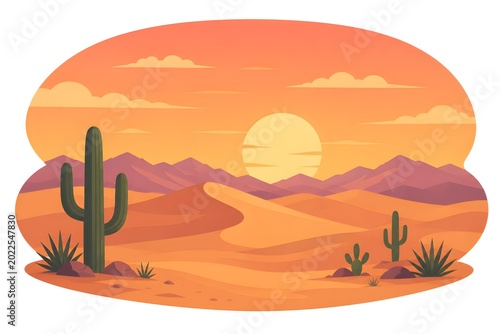 Minimal Desert Sunset Landscape Vector