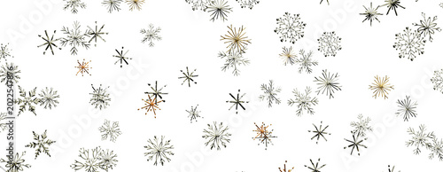 Cuadro en lienzo Decorative background with numerous intricate snowflake shapes falling