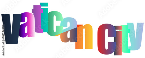 Schilderij op canvas Colorful gradient text logo design for Vatican City name display